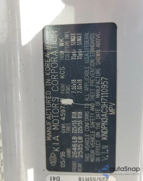 2017 Kia Sportage Ex from USA, damaged, VIN KNDPN3AC3H7110957